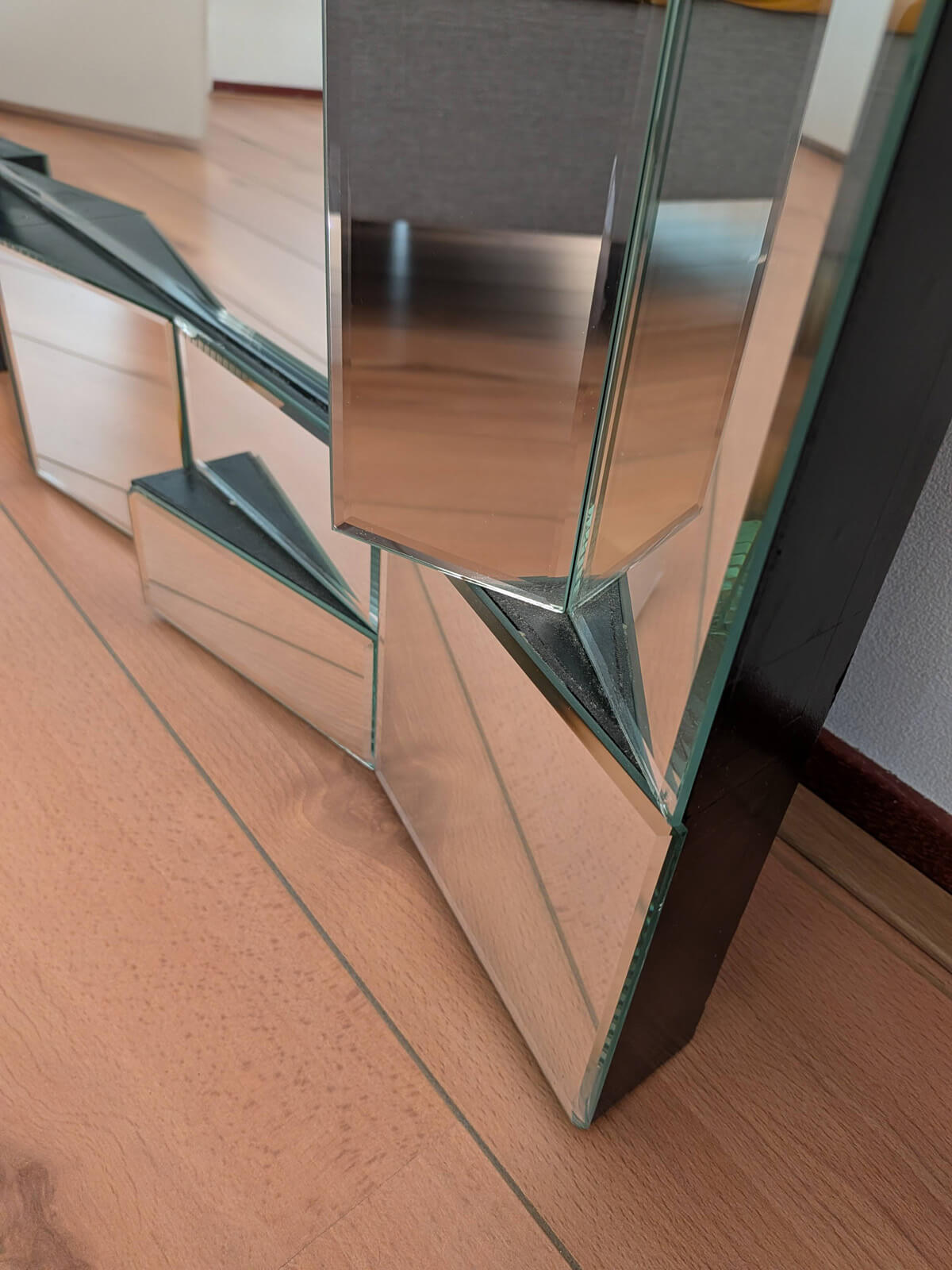Neal Small Style Faceted Wall Mirror - Slopes Series 1970s - Op Art