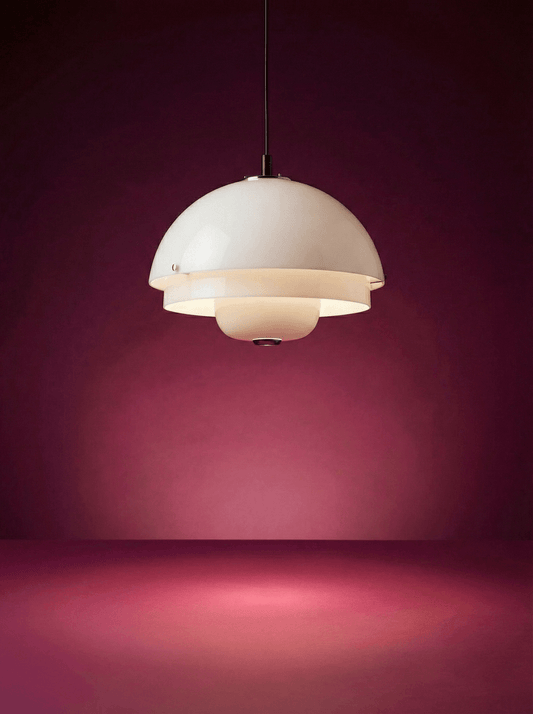 Harveiluce iGuzzini Hanglamp ontworpen door Luigi Massoni - Opaline Kunststof - Italiaanse Space Age Design - Jaren 70