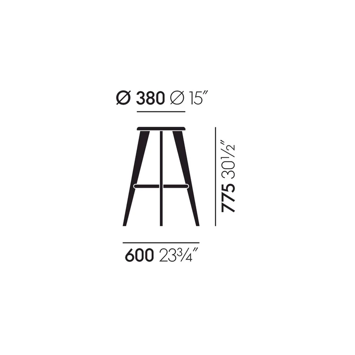 Vitra “Tabouret Haut” Bar Stool – Prouvé Edition 2002 – Natural Oak