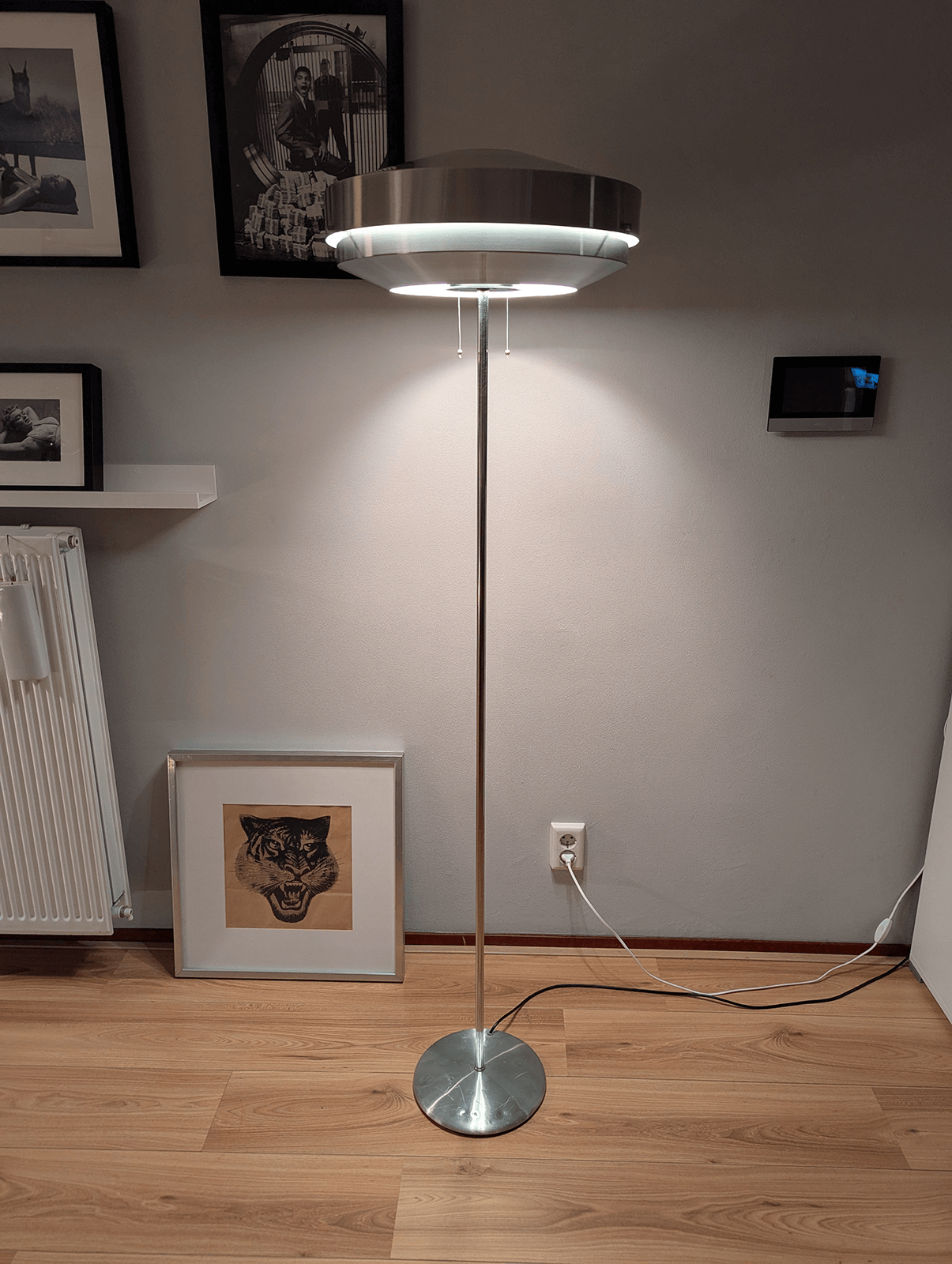 Gispen/Evolux Floor Lamp – Stainless Steel & Chrome – (1970s)