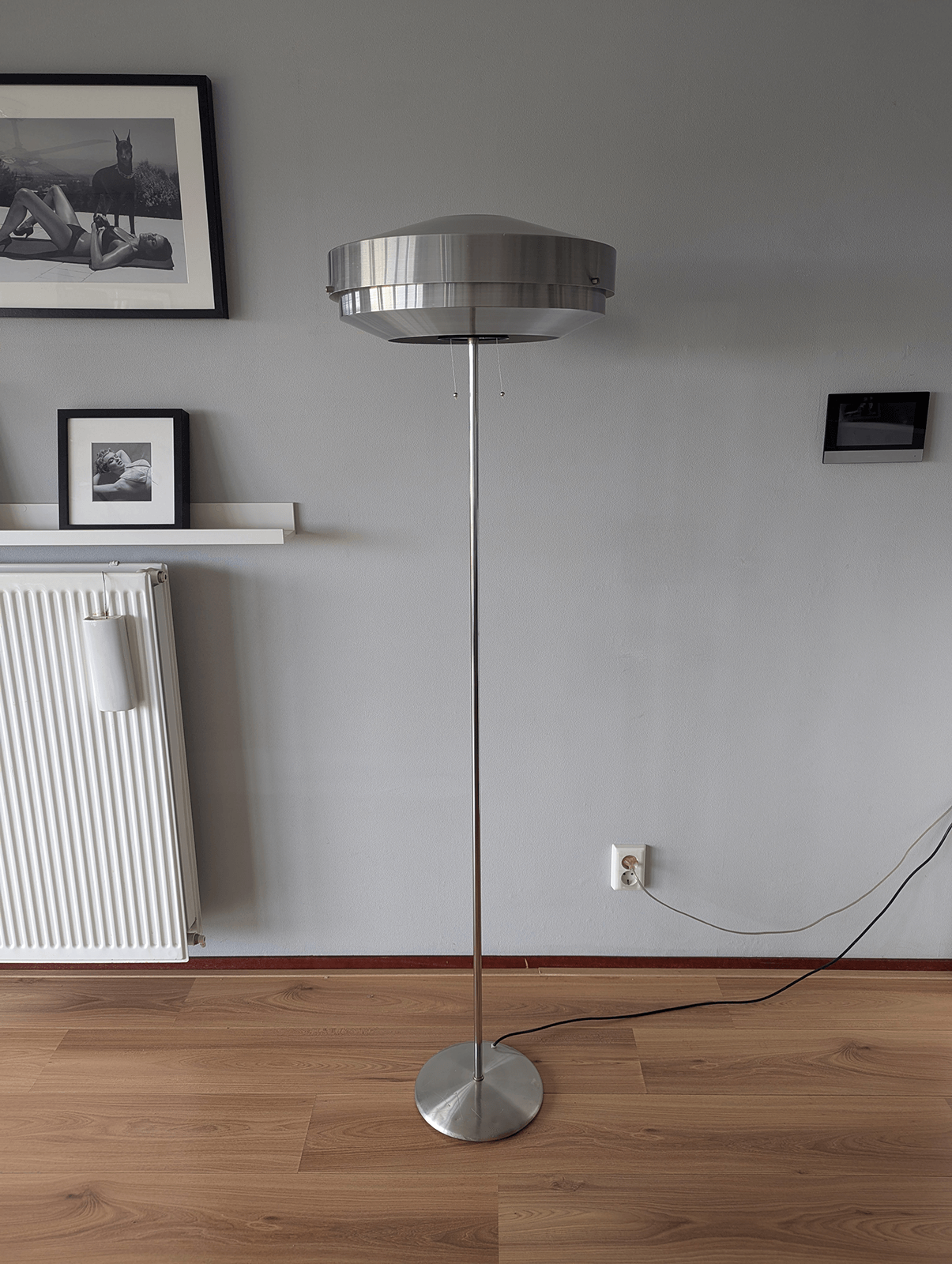 Gispen/Evolux Floor Lamp – Stainless Steel & Chrome – (1970s)