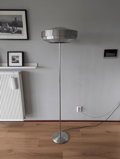Gispen/Evolux Floor Lamp – Stainless Steel & Chrome – (1970s)