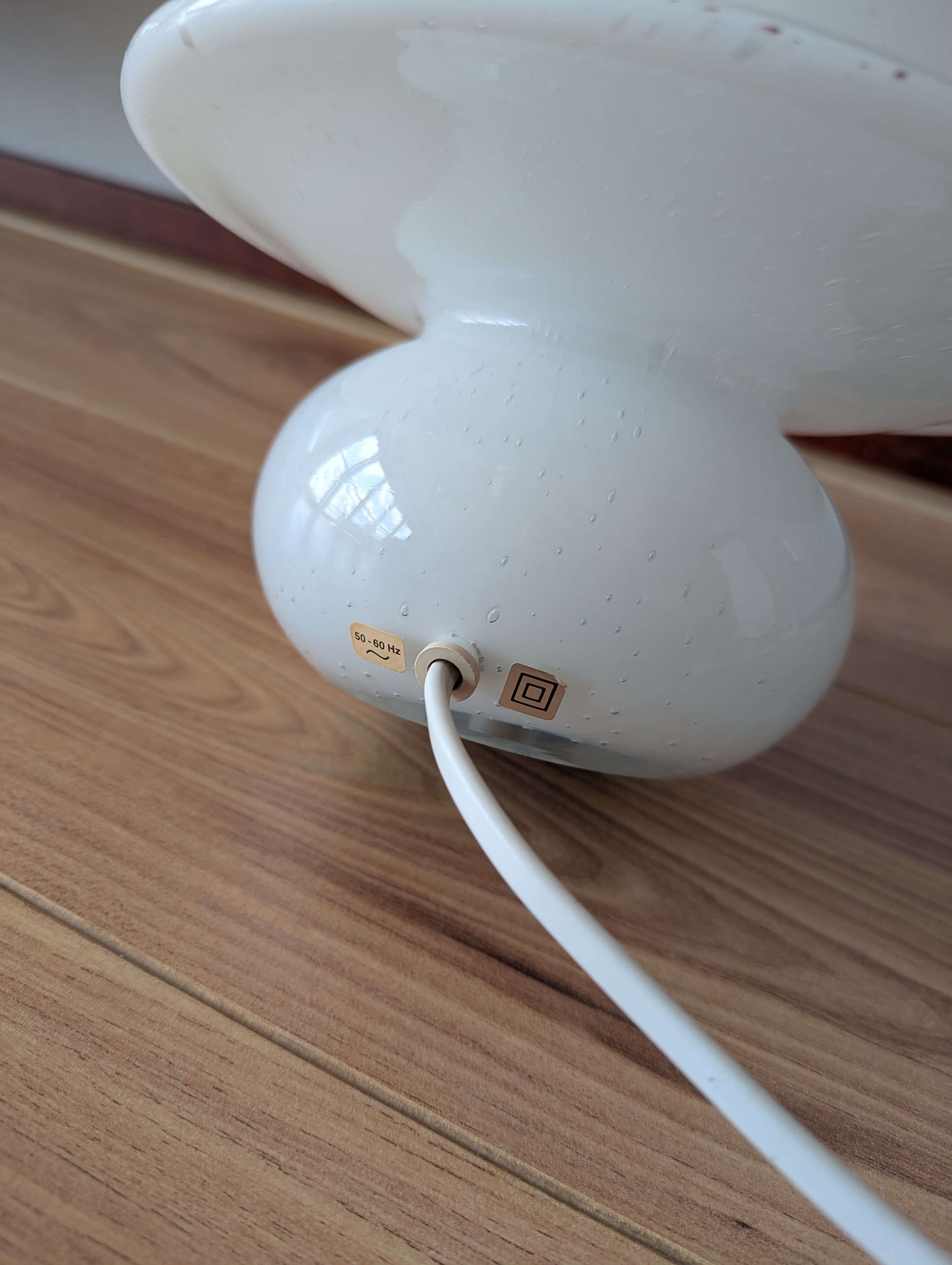 Set of 2 Glashütte Limburg Mushroom Table Lamps - Bubbled Glass - Vintage Germany