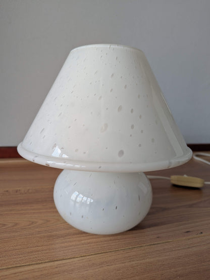 Set of 2 Glashütte Limburg Mushroom Table Lamps - Bubbled Glass - Vintage Germany