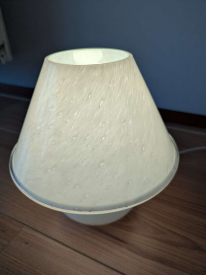 Set of 2 Glashütte Limburg Mushroom Table Lamps - Bubbled Glass - Vintage Germany