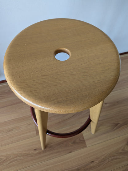 Vitra “Tabouret Haut” Bar Stool – Prouvé Edition 2002 – Natural Oak