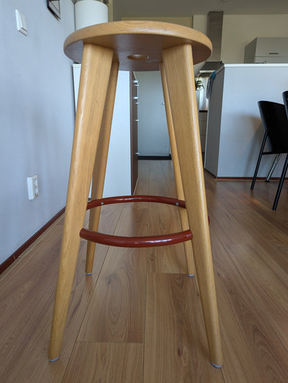 Vitra “Tabouret Haut” Bar Stool – Prouvé Edition 2002 – Natural Oak