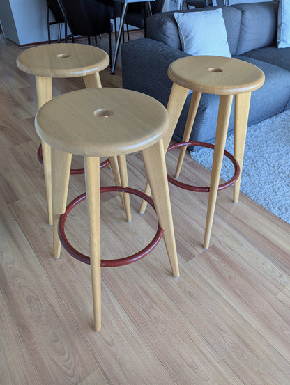 Vitra “Tabouret Haut” Bar Stool – Prouvé Edition 2002 – Natural Oak