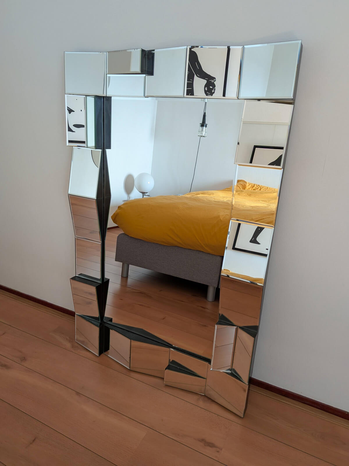 Neal Small Style Faceted Wall Mirror - Slopes Series 1970s - Op Art