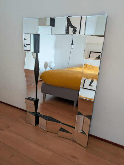 Neal Small Style Faceted Wall Mirror - Slopes Series 1970s - Op Art