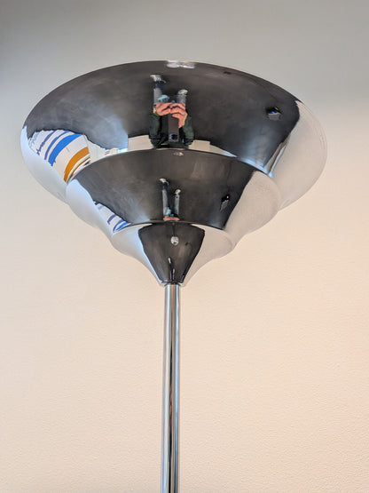 Art Deco Uplighter Vloerlamp - Jaren ’80 Chroom - Streamline Moderne