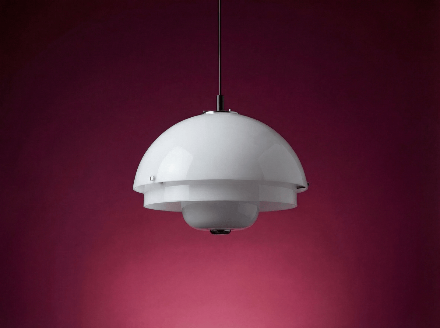 Harveiluce iGuzzini Pendant lamp designed by Luigi Massoni - Opaline Plastic - Italian Space Age Design - 1970s